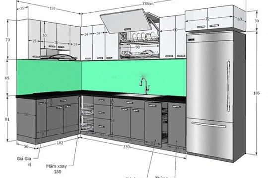 #5+ Kích Thước Tủ Bếp Treo Tường Chuẩn Cho Nhà Bếp Đẹp Tiện Dụng