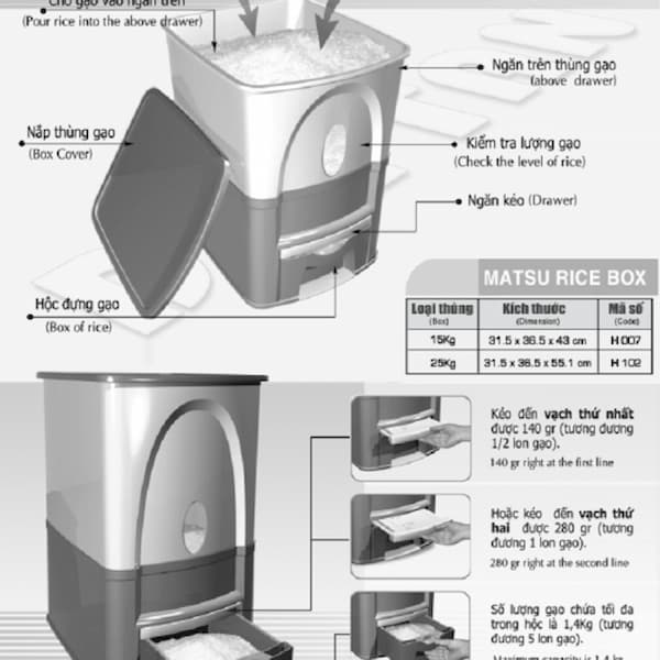 thùng gạo 25kg