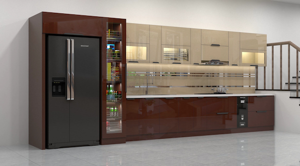 tủ bếp inox cánh kính