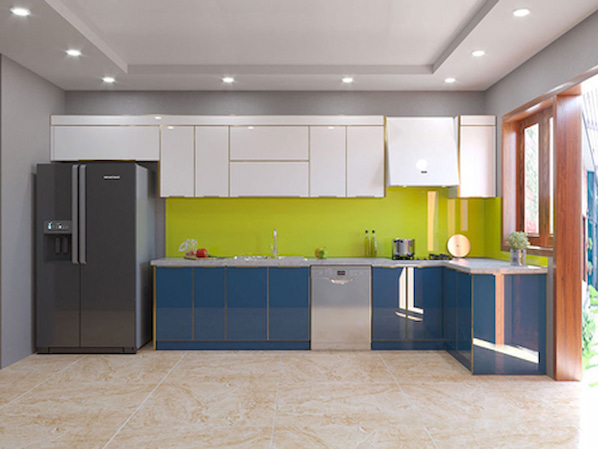 tủ bếp inox cánh kính