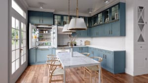Tủ bếp màu xanh